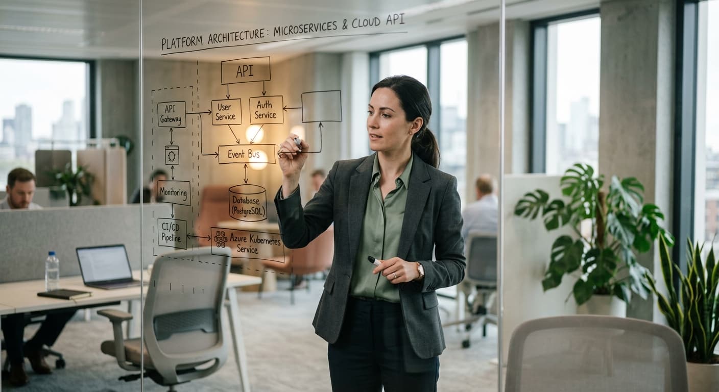 Software architect drawing diagrams